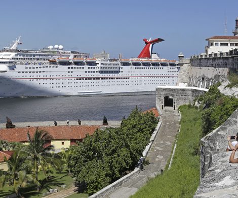 The Carnival Paradise passes the historic El Morro Castle in Havana, Cuba. (Sven Creutzmann/Carnival Cruise Line)
