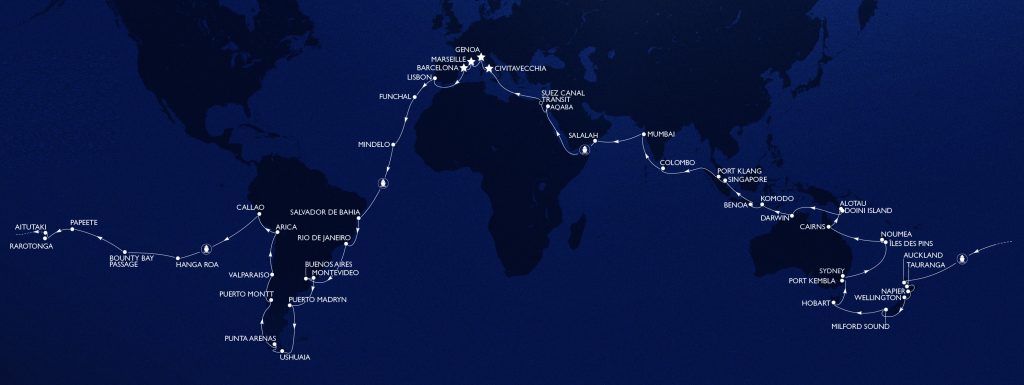 Die zweite MSC Weltreise im Jahr 2020 bietet eine neue Route, mit mehr als 40 Zielen in 23 Ländern an Bord der MSC Magnifica.
