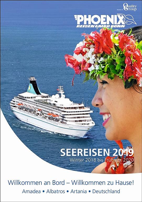 Phoenix Reisen stellt im neuen Katalog „Seereisen 2019“ auf 268 Seiten die neuen Routen und Kreuzfahrten der Hochseeschiffe MS Amadea, MS Deutschland, MS Artania und MS Albatros vor.