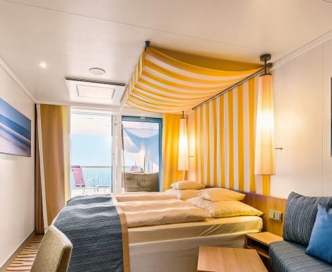 AIDA hat spezielle Kabinen für Familien auf den Schiffen AIDAperla und AIDAprima: die neuen Verandakabinen Deluxe mit Lounge für bis zu fünf Personen