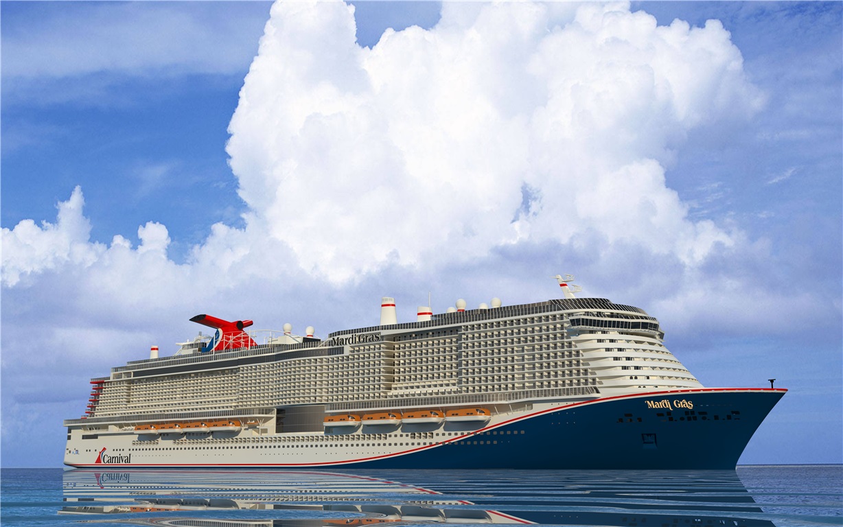 Die neue Mardi Gras von Carnival Cruise Line wird mit rund 5.200 Passagieren das bislang größte Kreuzfahrtschiff des Marktführers, mit sechs Themen-Zonen