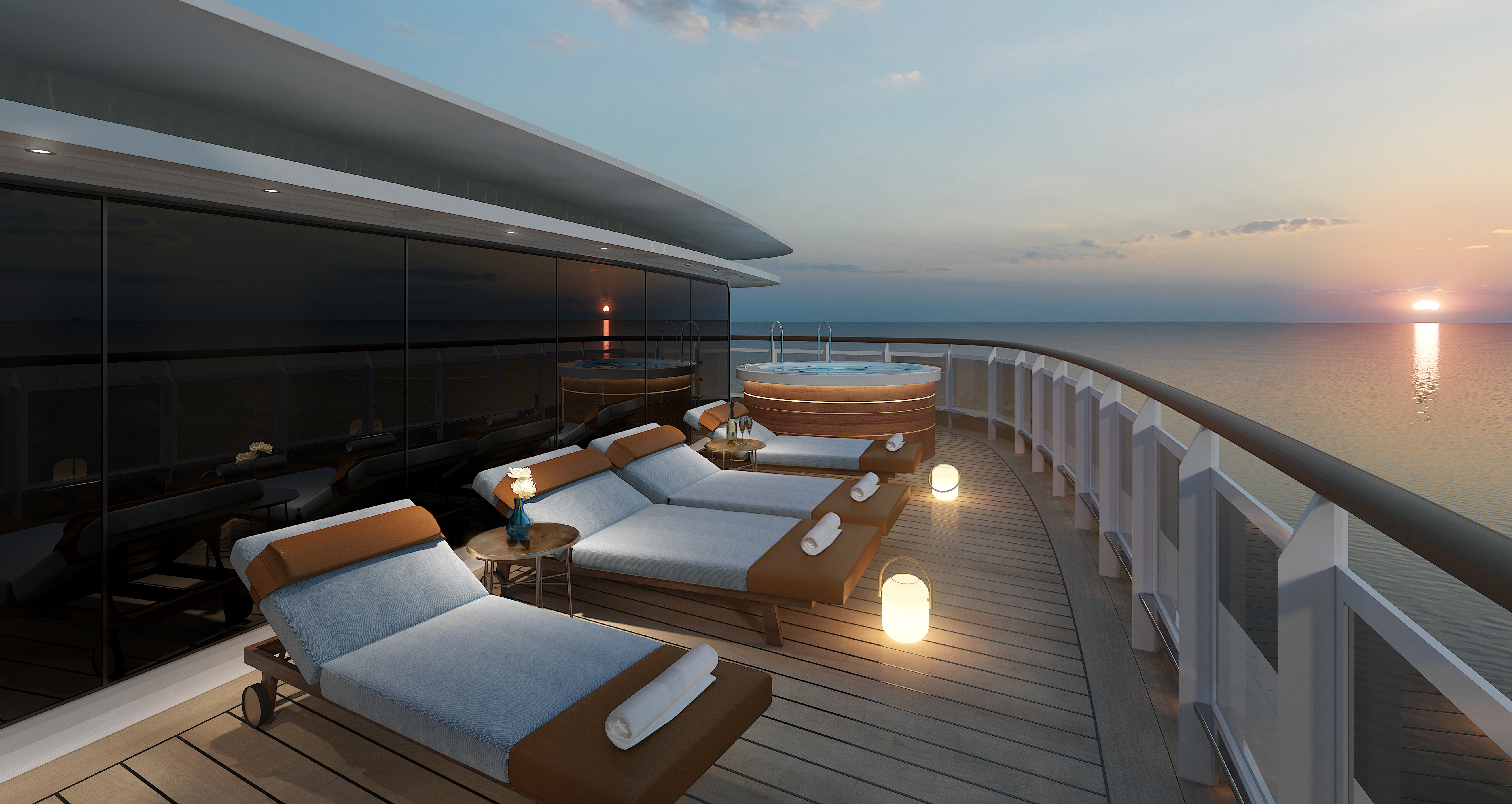 Eine der luxuriösesten Suiten der sieben Weltmeere wird sich auf Deck 14 der Seven Seas Splendor befinden, über der Brücke, mit 413 m²