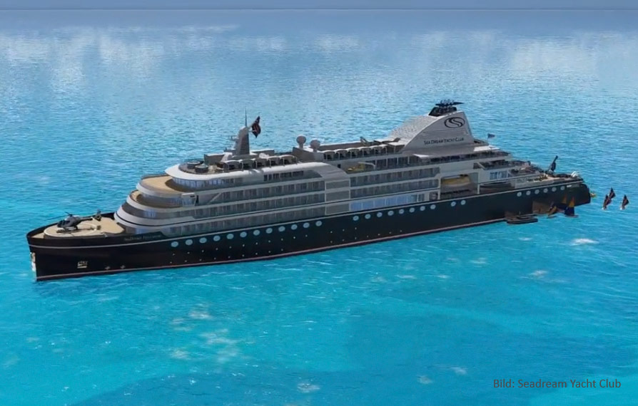 Sea Dream Yacht Club bekommt im September 2021 ein drittes Schiff, die Megayacht SeaDream Innovation mit einem Helikopter und Wasserflugzeug