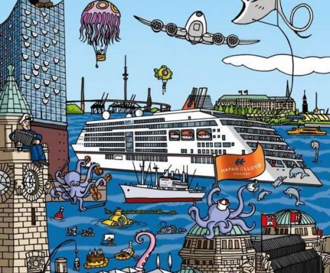 Die Europa 2 von Hapag-Lloyd bekommt ein eigenes Wimmelbilderbuch: Illustrator Andreas Welter erweckt darin das Schiff aus Kinderperspektive zum Leben.