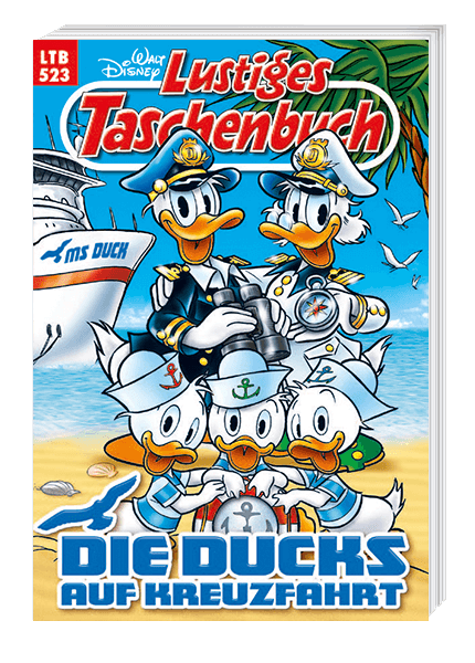 Rezension Lustiges Taschenbuch Nr. 523 - Die Ducks auf Kreuzfahrt. Die Enten aus Entenhausen erleben auf Kreuzfahrt mehrere Geschichten, hochaktuell