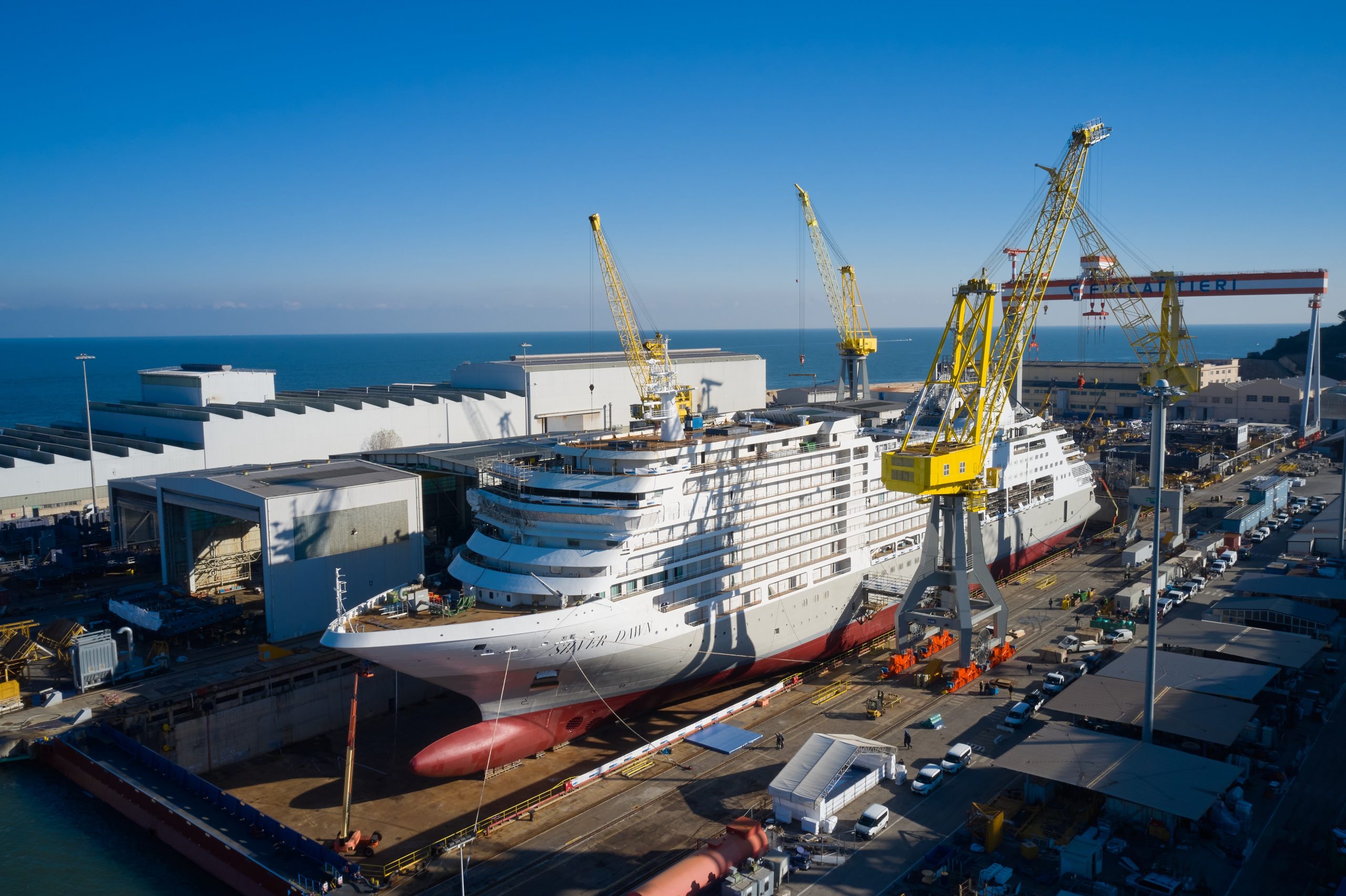 Das neue Schiff von Silversea Cruises, die Silver Dawn, hatte ihren Float-Out auf der Fincantieri-Werft in Ancona