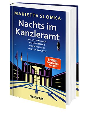 Buchkritik/Rezension "Nachts im Kanzleramt", Marietta Slomka, DroemerKnaur Verlag. Eine gelungene Einführung in Staat und Politik, sollte Pflichtlektüre an Schulen werden.
