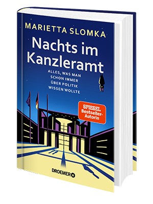Buchkritik/Rezension "Nachts im Kanzleramt", Marietta Slomka, DroemerKnaur Verlag. Eine gelungene Einführung in Staat und Politik, sollte Pflichtlektüre an Schulen werden.